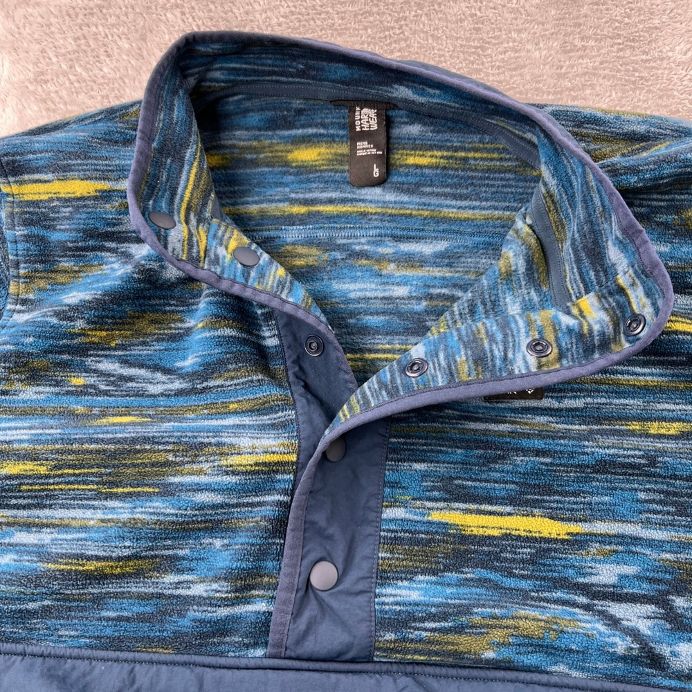 Mountain Hardwear Space Dye Fleece Pullover Large Blue Men Hiking Snap T - Picture 8 of 12